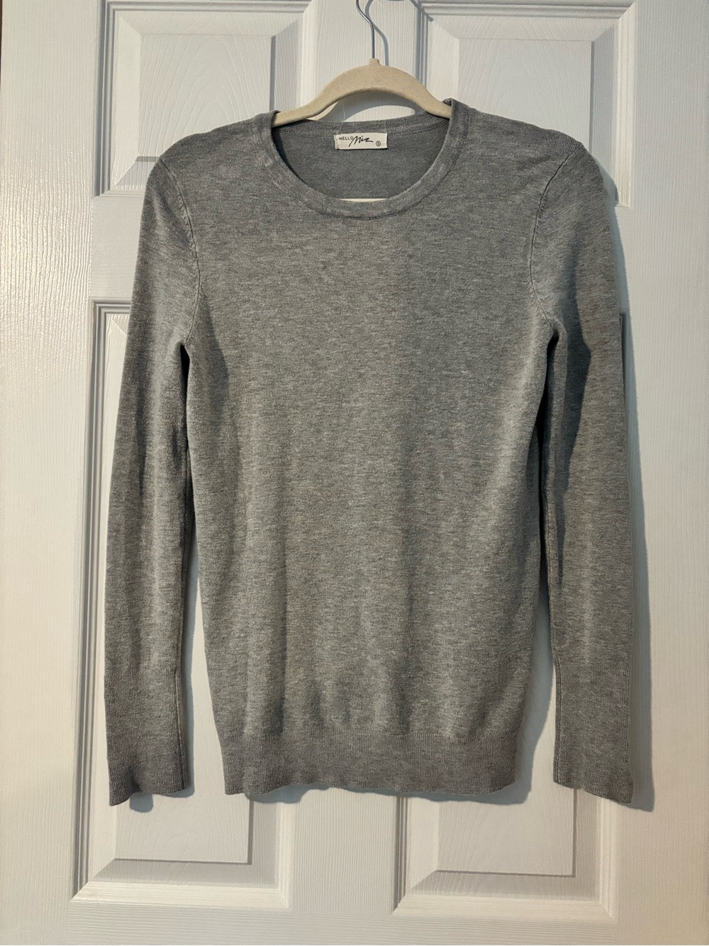 Hello MIZ Light Gray Crewneck Sweater